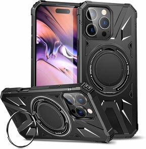iPhone 16 Pro - MagSafe Kickstand Armor Back Cover - Zwart