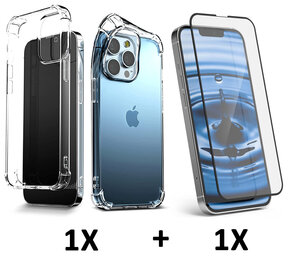 iPhone 15 Pro Max - Extra Stevig Anti Shock &amp; Full Glas - Transparant
