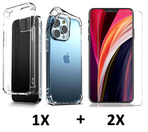 iPhone 15 Pro - Extra Stevig Anti Shock &amp; 2x Glas - Transparant