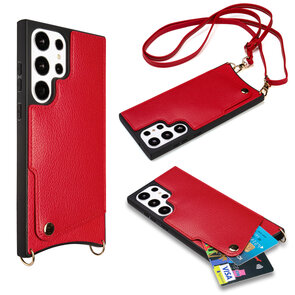 Samsung S23 Ultra Rood - Back Cover met Bandje