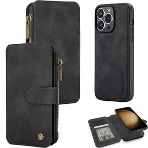 iPhone 15 Pro - Charcoal Gray - 2 in 1 Rits Book Case