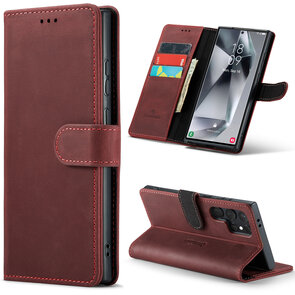 Samsung S24 Ultra Crimson Red - Leather Book Case