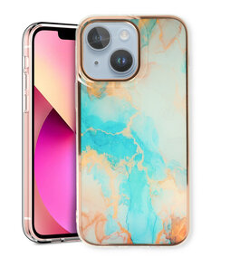 iPhone 15 Plus - Marmer Back Cover - Aqua