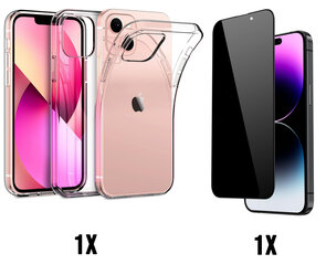 iPhone 15 Plus - Extra Stevig Back Cover &amp; Privacy Glas - Transparant