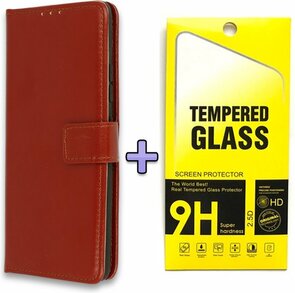 iPhone 11 - Book Case &amp; Glas - Bruin