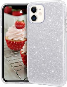 iPhone 11 - Glitter Back Cover - Zilver