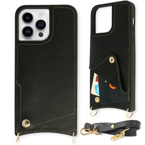 iPhone 14 Pro Zwart - Back Cover met Bandje