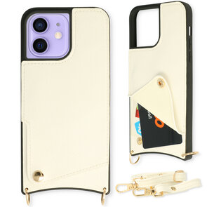 iPhone 12 &amp; 12 Pro Wit - Back Cover met Bandje