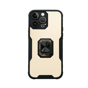iPhone 14 Pro Zwart - Transparant Back Cover Kickstand Ring