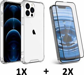 iPhone 14 Pro - Anti Shock &amp; 2x Full Glas - Transparant