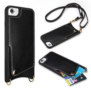 iPhone SE (2022 / 2020) - iPhone 7 &amp; 8 Zwart - Back Cover met Bandje