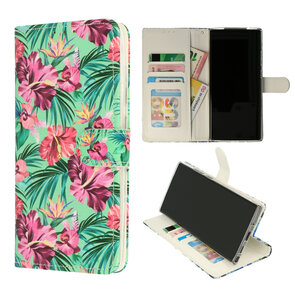 Samsung S22 Plus met Tropische Bloemen Print  - Book Case
