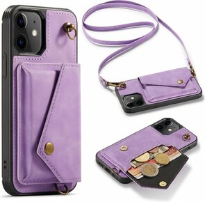 iPhone 12 &amp; 12 Pro Bright Lila - Back Cover met Koord