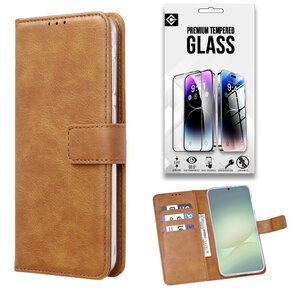 Moto E32 &amp; E32S - Book Case &amp; Glas - Bruin