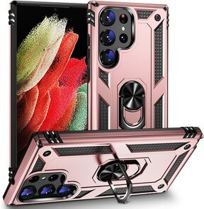Samsung S23 Ultra Rosegoud - Armor met Kickstand Ring
