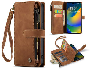 iPhone 14 Pro Sienna Brown- Book Case met Rits