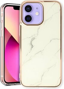 iPhone 12 &amp; 12 Pro - Marmer Back Cover - Wit