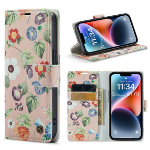iPhone 14 met Bloemen Print - Book Case