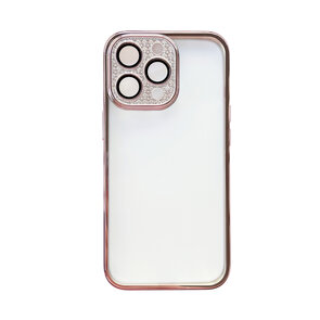 iPhone 14 Pro - Glitter Cam Back Cover - Rosegoud