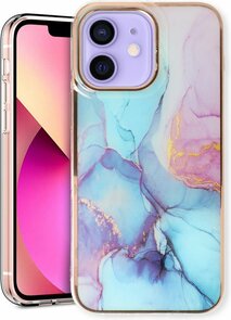 iPhone 12 &amp; 12 Pro - Marmer Back Cover - Blauw