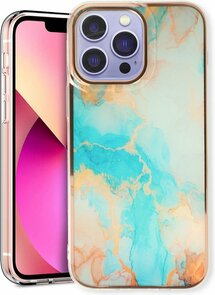 iPhone 13 Pro - Marmer Back Cover - Aqua
