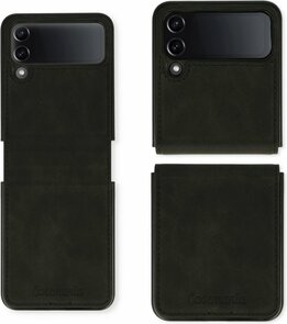 Samsung Z Flip 4 Charcoal Gray - Kunstlederen Back Cover
