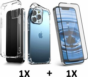 iPhone 14 Pro - Extra Stevig Anti Shock &amp; Full Glas - Transparant