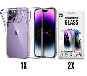 iPhone 15 Pro Max - Extra Stevig Back Cover &amp; 2X Glas - Transparant