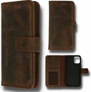 iPhone 12 Pro Max Donker Bruin  - Lederen Book Case
