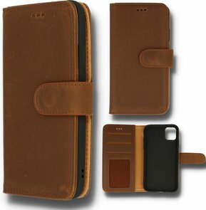 iPhone 12 &amp; 12 Pro Bruin - Lederen Book Case