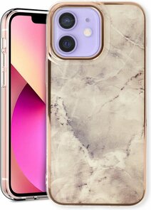 iPhone 12 &amp; 12 Pro - Marmer Back Cover - Steen