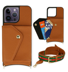 iPhone 14 Pro Bruin - Back Cover met Band