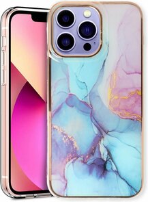 iPhone 13 Pro Max - Marmer Back Cover - Blauw