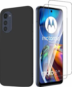 Moto E32 &amp; E32S - Back Cover &amp; 2x Glas - Zwart
