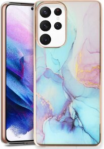 Samsung S23 Ultra - Marmer Back Cover - Blauw