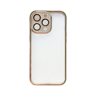 iPhone 14 Pro - Glitter Cam Back Cover - Goud