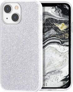 iPhone 14 Plus - Glitter Back Cover - Zilver