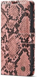 iPhone 12 &amp; 12 Pro Roze - Slangen Book Case