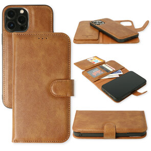 iPhone 12 &amp; 12 Pro Bruin - 2 in 1 HQ Book Case met Extra Vakken
