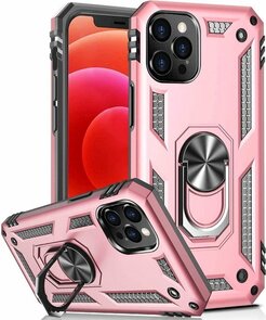 iPhone 12 &amp; 12 Pro Rosegoud - Armor met Kickstand Ring
