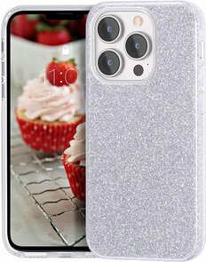 iPhone 13 Pro Max - Glitter Back Cover - Zilver