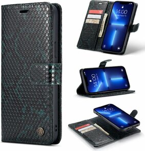 iPhone 13 Pro Groen - 2 in 1 Slangen Book Case