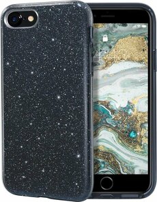 iPhone SE (2022 / 2020) - iPhone 7 &amp; 8 - Glitter Back Cover - Zwart