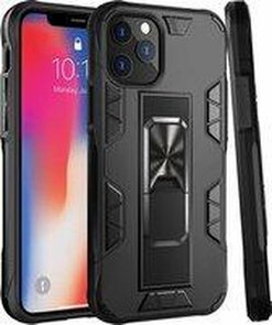 iPhone 12 Pro Max Zwart - Magnetic Kickstand Armor Case