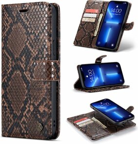 iPhone 13 Pro Max Bruin - 2 in 1 Slangen Book Case
