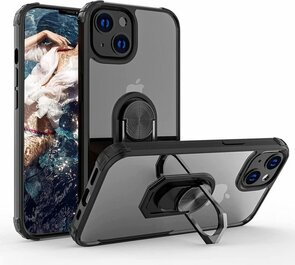 iPhone 13 Mini Zwart - Anti Shock Kickstand Ring Case