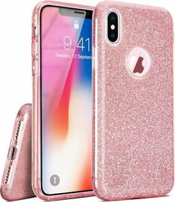 iPhone XS Max - Glitter Back Cover - Roze