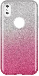 iPhone X &amp; XS - Glitter Back Cover - Roze &amp; Silver