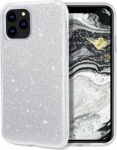 iPhone 12 &amp; iPhone 12 Pro - Glitter Back Cover - Zilver