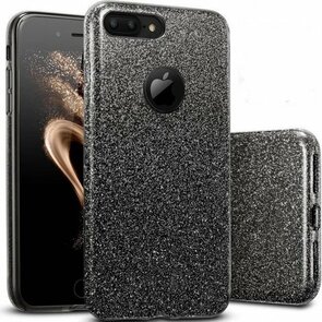 iPhone 7 Plus &amp; 8 Plus - Glitter Back Cover - Zwart